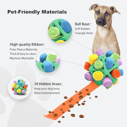 Interactive Snuffle Toys for Dogs, Sniffle Interactive Treat Game Ball, Furry Fellow Snuffle Master, Encouraging Natural Foraging Skills (Green, Triangle)