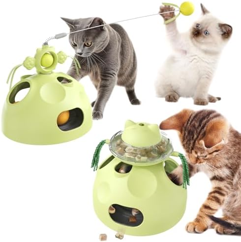 Sedioso Cat Toy, 4-in-1 Cat Interactive Toys for Indoor Cats, Hide and Seek Cats Toys, Spinning Toy and Kitty Food Dispenser Feeder Treat Dispensing Feeding Toy (Green)