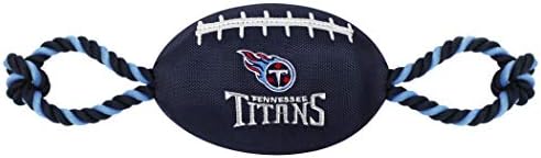 Pets First NFL Tennessee Titans Football Dog Toy, Tough Quality Nylon Materials, Strong Pull Ropes, Inner Squeaker, NFL Team Color