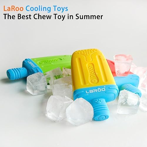 LaRoo Dogs Toys for Summer Cooling, Frozen Dog Toys, Full with Water Frozen, Prevention of Heat Stroke Upgraded Teething Chew Toy (Ice Pop Shape-Red)