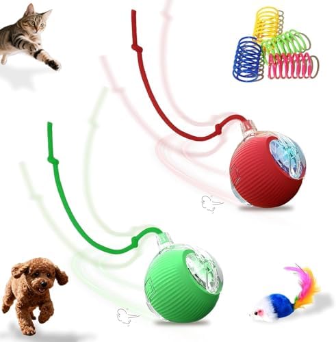 2-Pack USB Rechargeable Smart Cat Toy Ball for Indoor Cats & Small Dogs