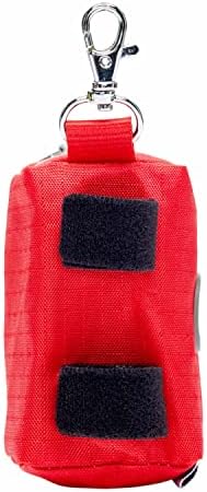 Blueberry Style Red Dog Waste Bag Dispenser, Solid Color Trash Bag Dispenser with 2 Auto Locking Zipper, Dog Poop Bag Holder Leash Attachment, Includes 1 Roll of Free Poop Bags