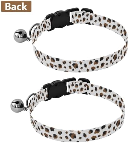 Brown Black Spots White Pet Collars for Cats, 2 Pack Cat Collars with Bell