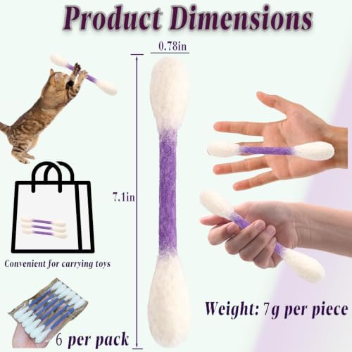 Giant Cotton Swabs Cat Toys with Catnip 6 Pk (A)
