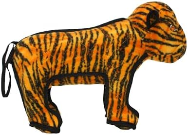 TUFFY - World's Tuffest Soft Dog Toy - Zoo Tiger - Multiple Layers. Made Durable, Strong & Tough. Interactive Play (Tug, Toss & Fetch). Machine Washable & Floats
