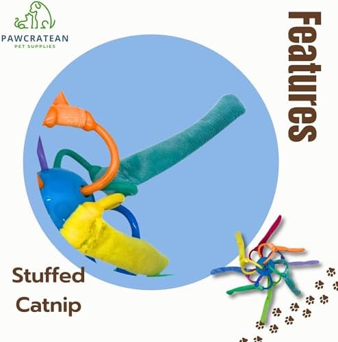 Catnip Sepak Takraw Cat Toy with Crackle Paper Colorful Self-Entertainment Durable Chew Toy