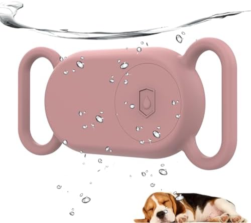 Waterproof Dog Collar Holder Compatible with Samsung Galaxy SmartTag 2 | Silicone GPS Tracker Hidden for Samsung Tag 2, Anti-Lost Dog Collar Smart Tag 2 Case(Pink)