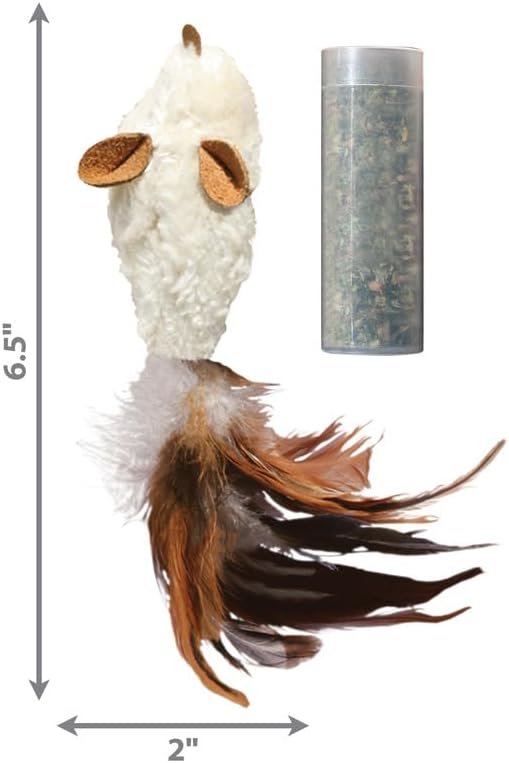 KONG Refillables Catnip Toys, Assorted 2-Pack – Plush Cat Toys with Refillable Catnip Pouch & Premium North American Catnip (Feather Mouse 2 Pack)