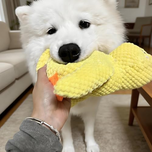 Calming Yellow Duck Dog Toy, Squeaky Plush Duck Pillow Toy Relief for Pets