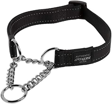 Reflective Nylon Choke Collar; Slip Show Obedience Training Gentle Choker for Large Dogs, Black