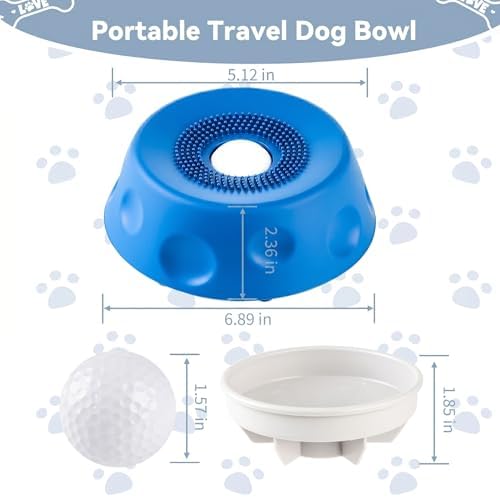 Anti-Choking Slow Feeder Dog Bowl, Interactive Lick Pad with Spinning Ball to Stop Boredom & Separation Anxiety, Food-Grade Silicone Lick Treat Toy for All Breeds Puppies to Large Dogs (Blue)