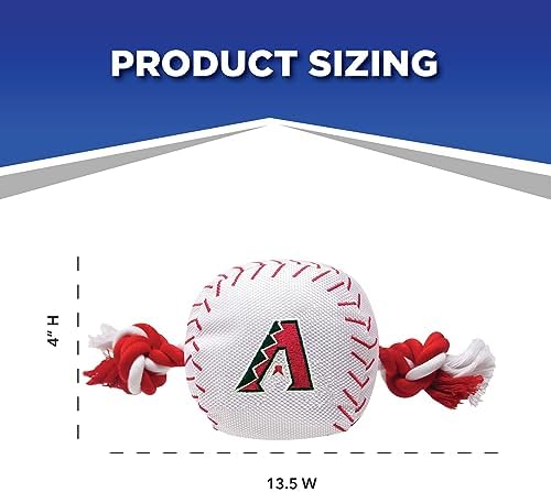 Pets First MLB Arizona Diamondbacks Baseball Rope Toy for Dogs & Cats. Tough Nylon, Sporty Baseball Design, Heavy-Duty Ropes with Inner Squeaker