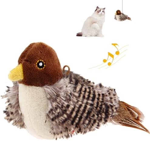 PETGEEK Gigwi Bird Cat Toy Simulated Chirping Bird Cat Toy, Fake Bird Cat Toys for Indoor Cats, Melody Chaser Cat Toys with Hanging Loop for Bored Indoor Adult Cats Kittens Interactive Play (Bird)