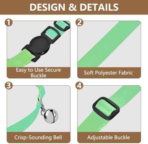 2 Pack Pet Collar Green Gradient Kitten Bell Collar, Adjustable Length 10.6" to 17.1"