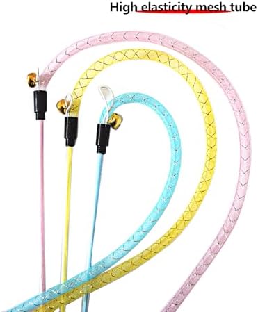 IUHKBH Cat Wands, 3 Colors Mesh Tube Teaser Toys Cute Kitten Wand Interactive Kitty Toy Safe Cat Stuff for All Breed Sizes