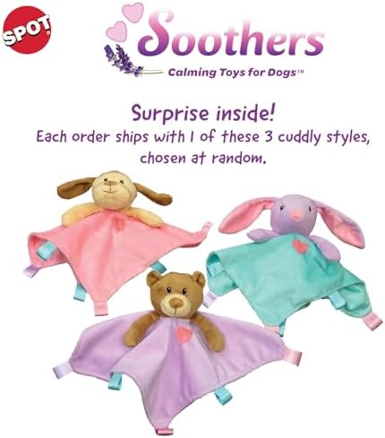SPOT Soothers Lil Plush Blanket Dog Toy - 10in Soft Cuddle Blanket with Squeaker & Crinkle, Anxiety Relief & Sleep Aid for Small Dogs - 1 of 3 Animal Styles, Sent at Random