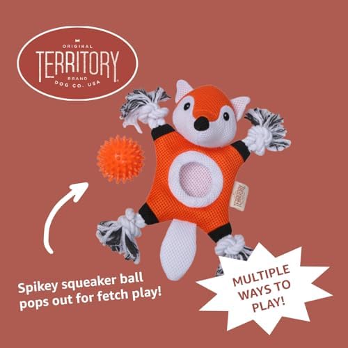 Territory 2 in 1 No Stuffing Removable Fetch Ball Tug Dog Toy for Small Medium Large Dogs, Horse