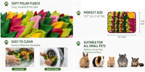 Rabbit Snuffle Mat,Hamsters Foraging Mat for Small Animals Bunny Puzzle Toys Pets Interactive Feeding Mat for Guinea Pigs Hedgehog Chinchilla Puppies (Pink)