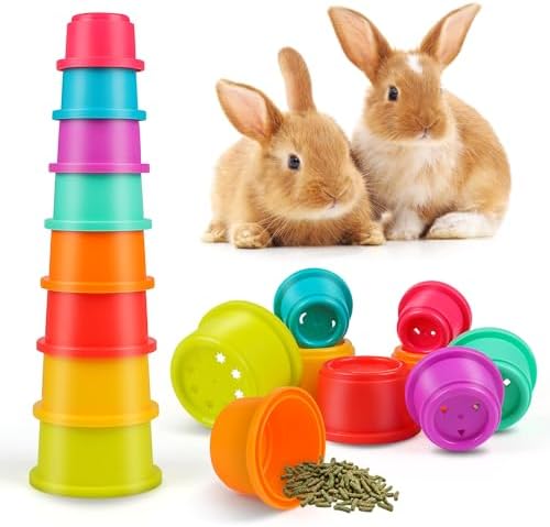 SKYWHALE Bunny Toys Stacking Cups, 8PCS Plastic Nesting Toys for Small Pets