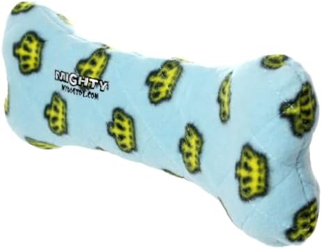 MIGHTY- No Stuff Bone-Blue– Squeaky Plastic Core. 2-in-1 Toy. Made Durable & Floats, Strong & Tough. Interactive Play Dog Toy (Tug, Toss & Fetch)