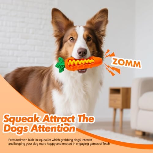 Durable Carrot Dog Toy, Silicone Treat Dispensing Chew Toy