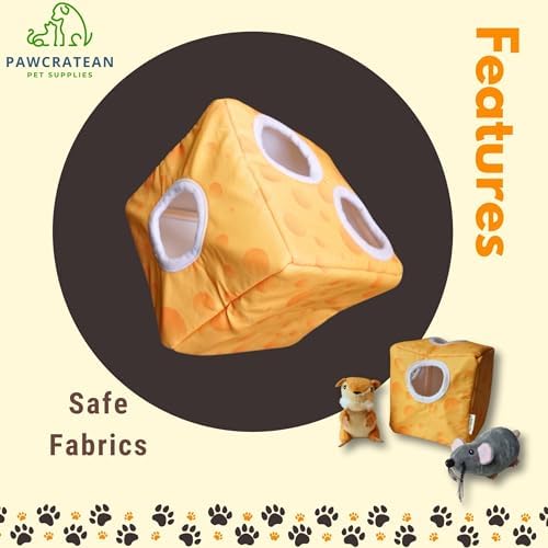 7" Squeaky Plush Toy for Puppies Small Dogs Self Etertainment Washable Soft Made [PET ONLY] (Cheese & Mouse)