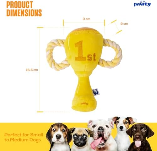 PAWTY Trophy Dog Toy - Snuffle Enrichment Puzzle Toy - Interactive Treat Hide & Seek Plush with Squeaker & Crinkle - Funny Parody Birthday Gift for Small Medium Dogs & Puppies
