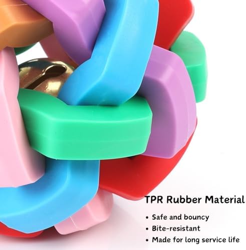4 Pack Ferret Toys Colorful Bouncy Rubber Balls with Bell Ferret Teeth Grinding Wiggle Ball Interactive Sound Toy Exercise Play Scratch Chew Toys for Indoor Cat Dog Pet(4 Pack)