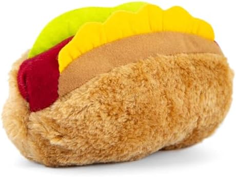 Jeffers Pet Plush Food Themed Dog Toy with Squeaker, 6 inch - Hotdog