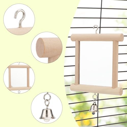 Hypeety Pet Bird Mirror with Bell Interactive Parrot Toy for Small Birds