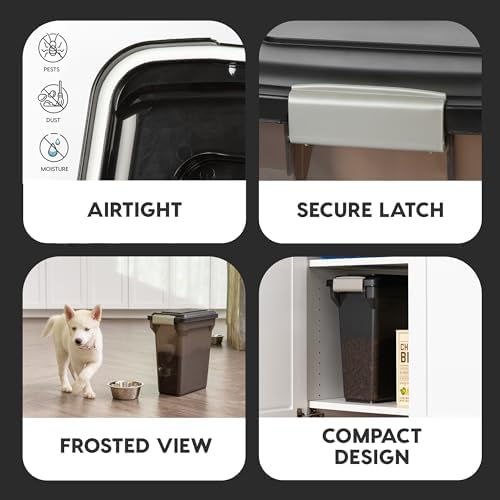 IRIS USA Dog Food Storage Container, Up to 13 lbs, Smoke, Made in USA