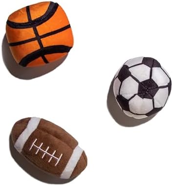 Glow Pups Sports Balls, Dog Toy with Squeakers, 3 Pack: Football, Soccer, Basketball