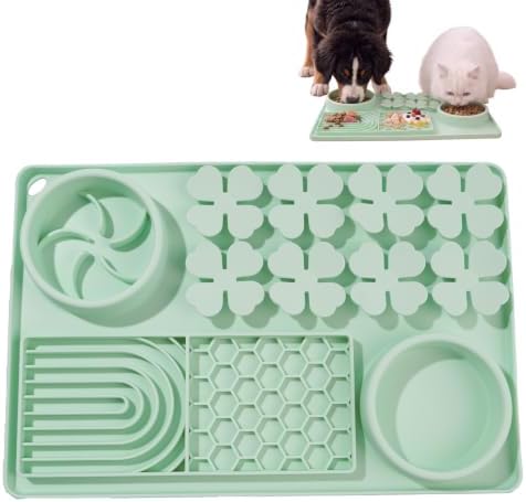 MewaJump Slow Feeder Bowl, 4 in 1 Silicone Lick Mat with Suction Cups for Dog Cat, Snuffle Mat for Pet Smell Training, Puzzle Toys Interactive Sniff Mat for Slow Eating