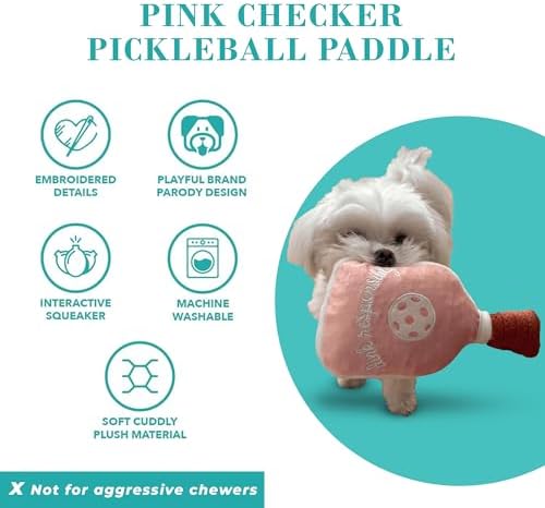 Haute Diggity Dog Pickleball Paddle Plush Dog Toy, Funny Parody Chew Toys