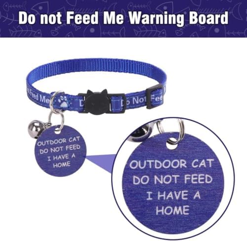 KOOLTAIL Cat Collar with Bell,3 Pack Do Not Feed Cat Collars with Warning Board Hanging Do Not Feed Me,Cute Lightweight Adjustable Breakaway Kitten Collar with Safety Buckle