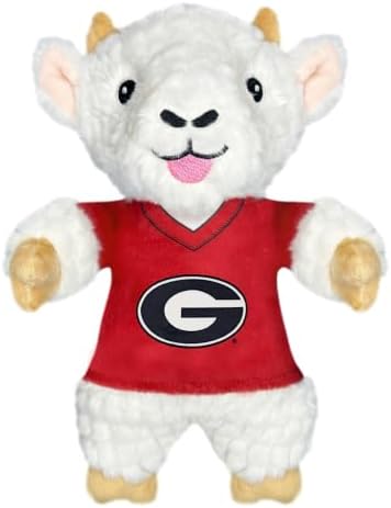 Pets First NCAA Georgia Bulldogs Goat Plush Toy for Dogs and Cats with Squeaker, Wearing a Team Jersey! Fun & Sporty Goat Shaped Dog Chew Toy, Interactive Pet Toy