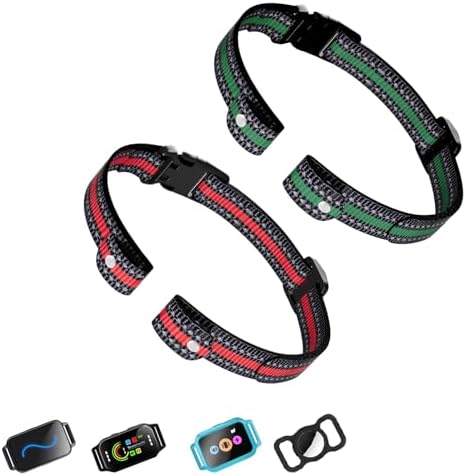Aikko 2-Pack Replacement Nylon Straps for GPS Dog Shock Collar, Green & Red