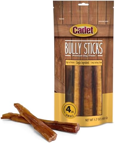 Cadet Bully Sticks Dog Chews, Small, 4 Count