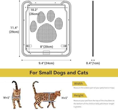 Namsan Cat Door for Screen Door, Passage 8 x 10.2 inches, Small Dog Door for Sliding Door, Pet Screen Window, Magnetic Flap Auto Closing, Screen Door with Doggie Door Built in, Lockable, Black
