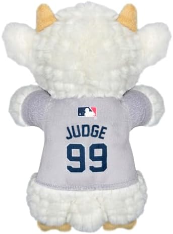 MLBPA Aaron Judge Goat Plush Toy for Dogs and Cats with Squeaker, Wearing a Team Player Jersey! MLB New York Yankees Fun & Sporty Goat Shaped Dog Chew Toy, Interactive Pet Toy