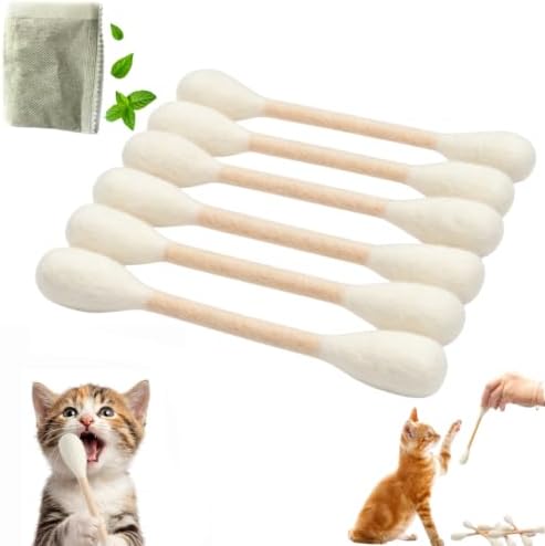 6 Pack Giant Cotton Swab Catnip Toys,Giant Qtip Cat Toy,Felt Interactive Kicker Chew Toys for Kittens & Indoor Cats, Soft Teething Toy with Organic Catnip, Eases Boredom, Cat Lover Gift (Beige)