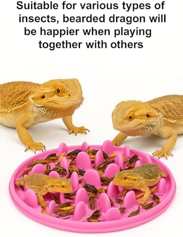 2-in-1 Bearded Dragon Enrichment Toy & Feeding Bowl – 2Pcs Reptile Bowl - Mealworms & Cricket Dish for Gecko, Bearded Dragon & Chameleon - Bearded Dragon Toy for Boosts Natural Instincts & Exercise