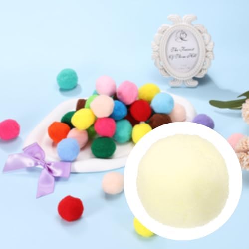 Cat Toy Pom Ball, Interactive Cat Ball Toys Fuzzy Pompoms (Plush, 1.2Inch, 30Pcs, Creamy Yellow) for Kittens Pet Enrichment Training Play Indoor