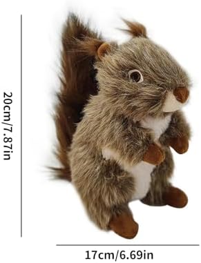 Squirrel Squeaky Dog Toy for Aggressive Chewers, Plush Interactive Dog Toy for Small Medium Large Dogs, Soft Stuffed Puppy Toy for Chewing, Fetch, Tug, Boredom Relief and Indoor Play