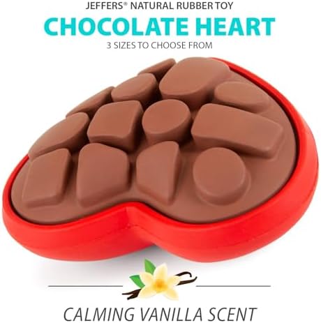 Jeffers Pet Natural Rubber Dog Chew Toy – Chocolate Heart Shape, Medium – Vanilla Scent, Durable, Non-Toxic, Dishwasher Safe, Interactive Fetch & Tug Toy - Perfect for Play, Training at Home
