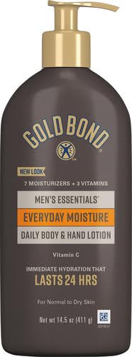 Gold Bond Men's Essentials Everyday Moisture Daily Body & Hand Lotion For Men, 14.5 oz., With Vitamin C, (Pack of 2)