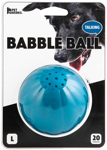 Pet Qwerks Talking Babble Ball - Interactive Chew Dog Toy - Large