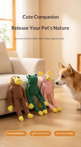 Plush Squeaky Dog Toy, Animal-Shaped Chew Toy for Small and Medium Dogs Interactive Play (Brown)