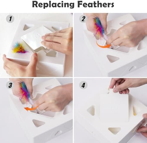 Migipaws Upgrade Rainbow Feather Replacement for Automatic MigiBox Cat Toy, 6pcs Rainbow Feather + 2pcs Free Mylar Refills