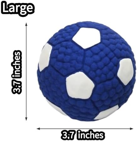 Squeaky Chew Dog Toys Interactive Sports Balls with Squeaker Soft Latex Rubber Bouncy Fetch Ball Toy (Soccer, Volleyball, Football, Tennis) for Puppy & Dog (Soccer,Large)